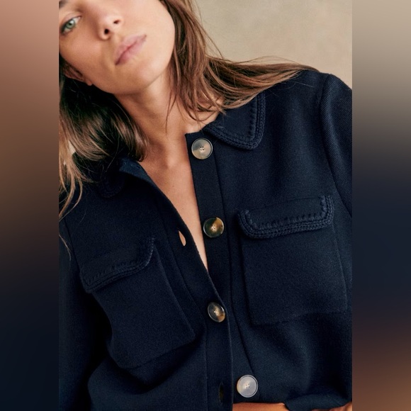 Sezane Betty Cardigan Crochet Navy - Picture 3 of 10